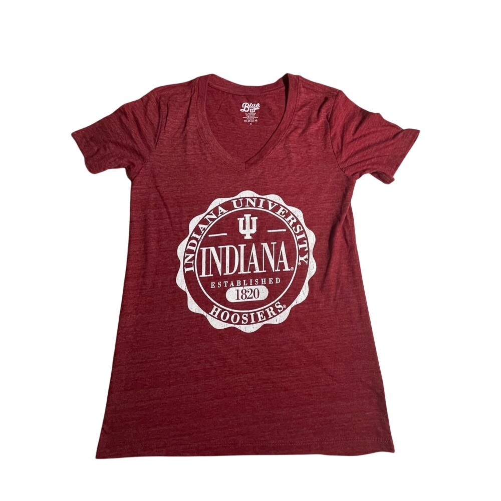 Indiana University Hoosiers T Shirt V Neck Blue 84 Womens Small